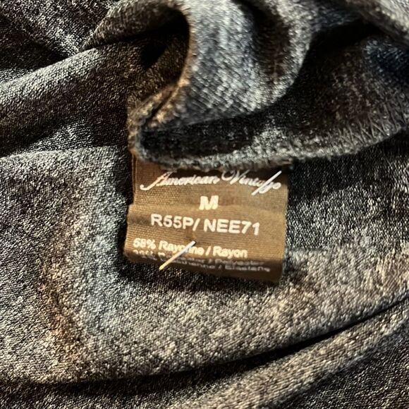 AMERICAN Vintage gray long sleeve crossover top raw hemline at sleeves SZ M - Picture 10 of 12